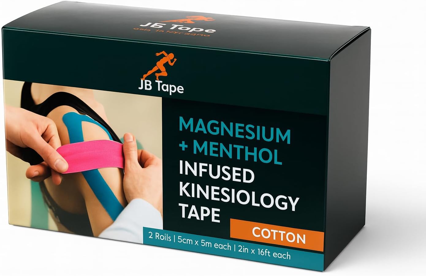 Magnesium & Menthol Infused Kinesiology Tape, Water-Resistant Athletic Muscle Support

