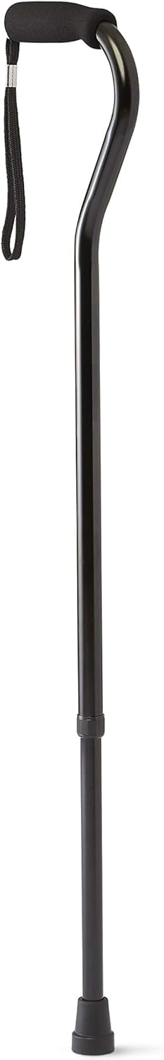 Medline Offset Handle Aluminum Cane with Foam Grip, Lightweight Mobility Support

