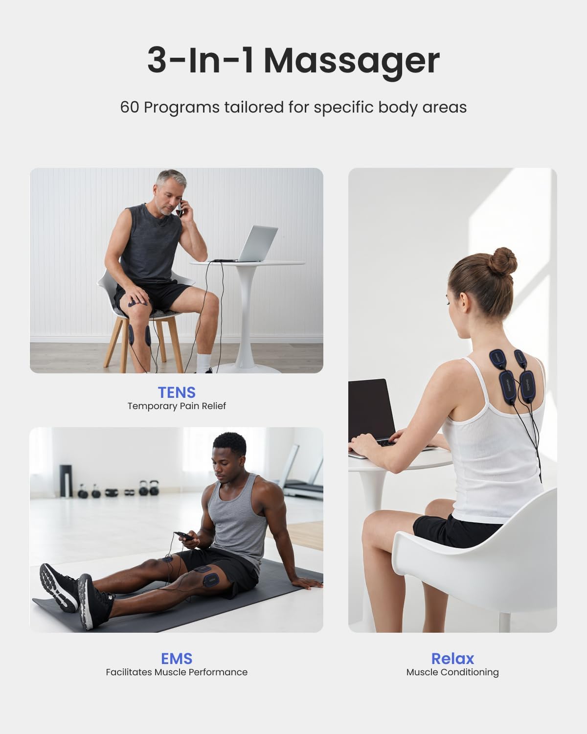 RENPHO TENS EMS Muscle Stimulator Rechargeable Dual Channel for Back Pain Relief

