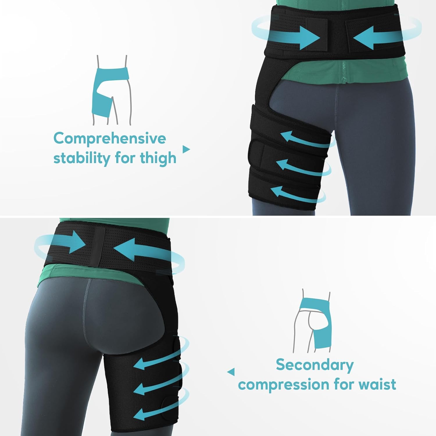 Hip Brace for Sciatica Pain Relief, Adjustable Hip Flexor and Hamstring Compression

