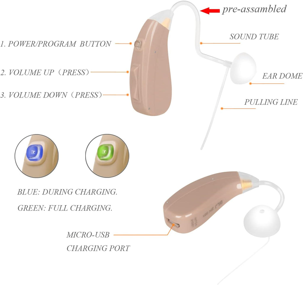 Banglijian Rechargeable Digital Noise-Cancelling Hearing Aids Pair

