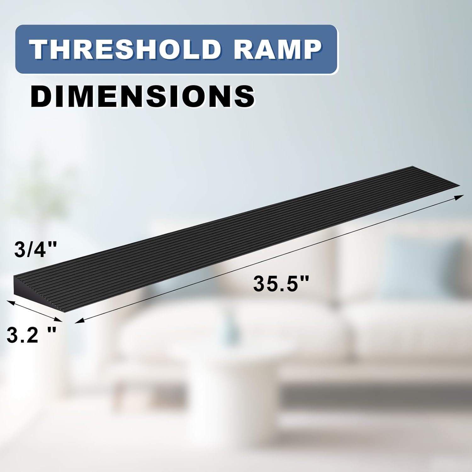 3/4 in Rubber Threshold Ramp for Doorways, Heavy Duty Wheelchair Ramp 2000 lb

