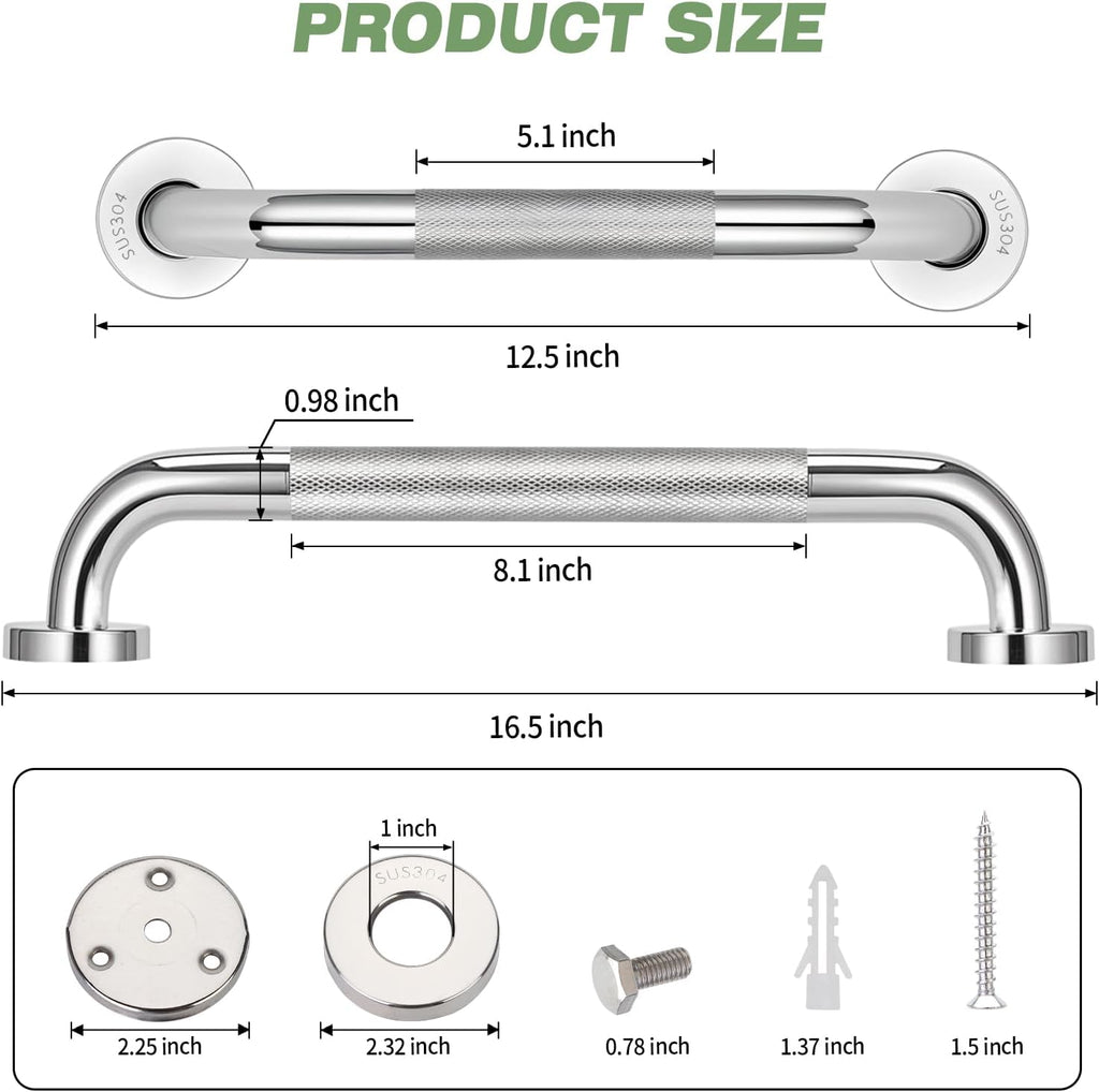 Stainless Steel Anti-Slip Grab Bar for Bathroom Shower Safety Support Handle

