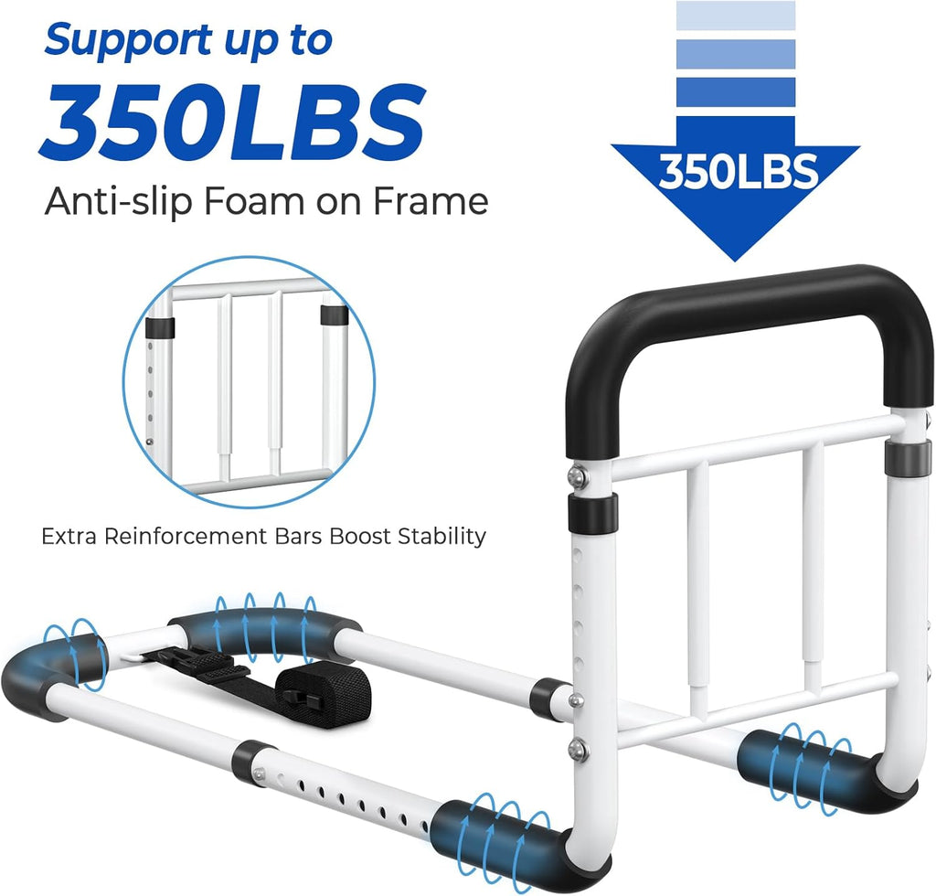 BigDolphin Adjustable Bed Rail for Seniors Safety, Non-Slip Handle, Storage Pocket

