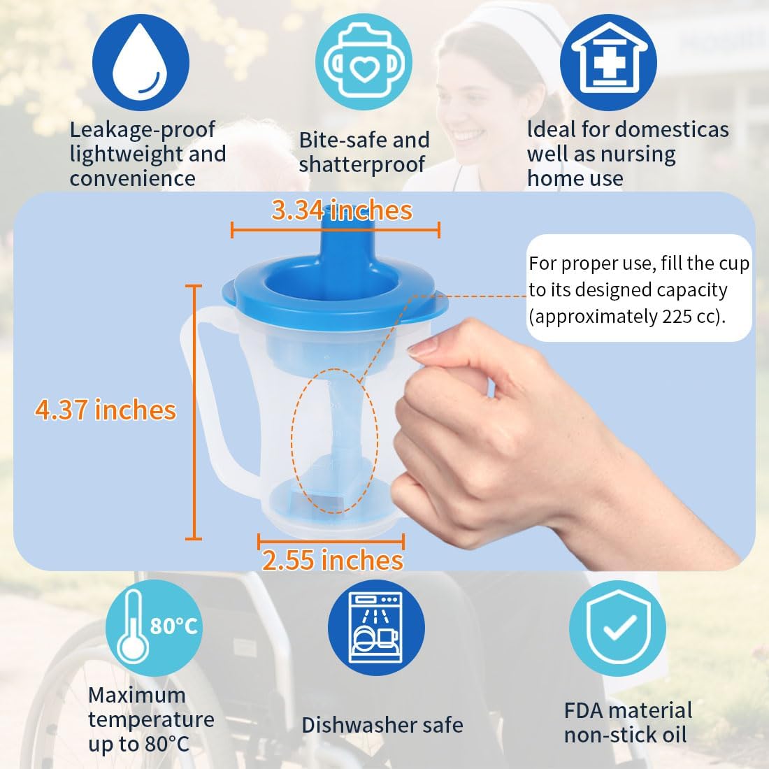 EZSLINGGLIDE Dysphagia Regulating Drinking Cup, Spill-Proof Adaptive Cup for Adults

