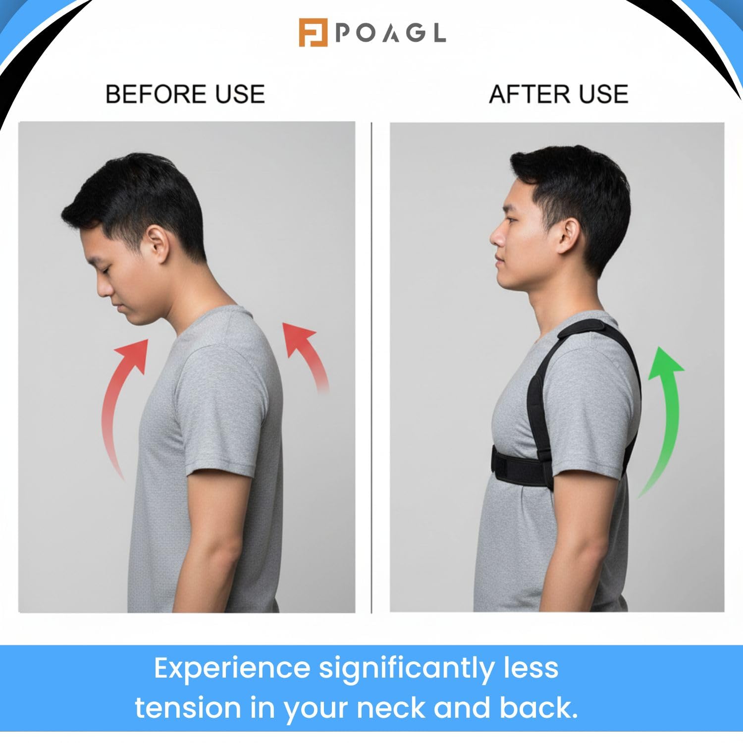 Adjustable Posture Corrector Brace for Men, Upper Back and Shoulder Support

