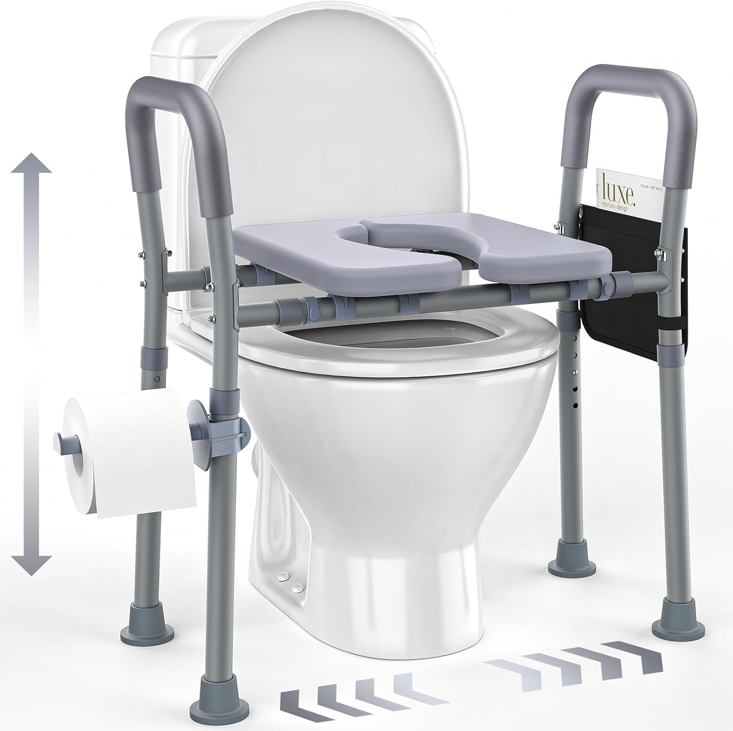 Toilet Seat Riser for Seniors With Handles, Adjustable Height and Width, Heavy Duty

