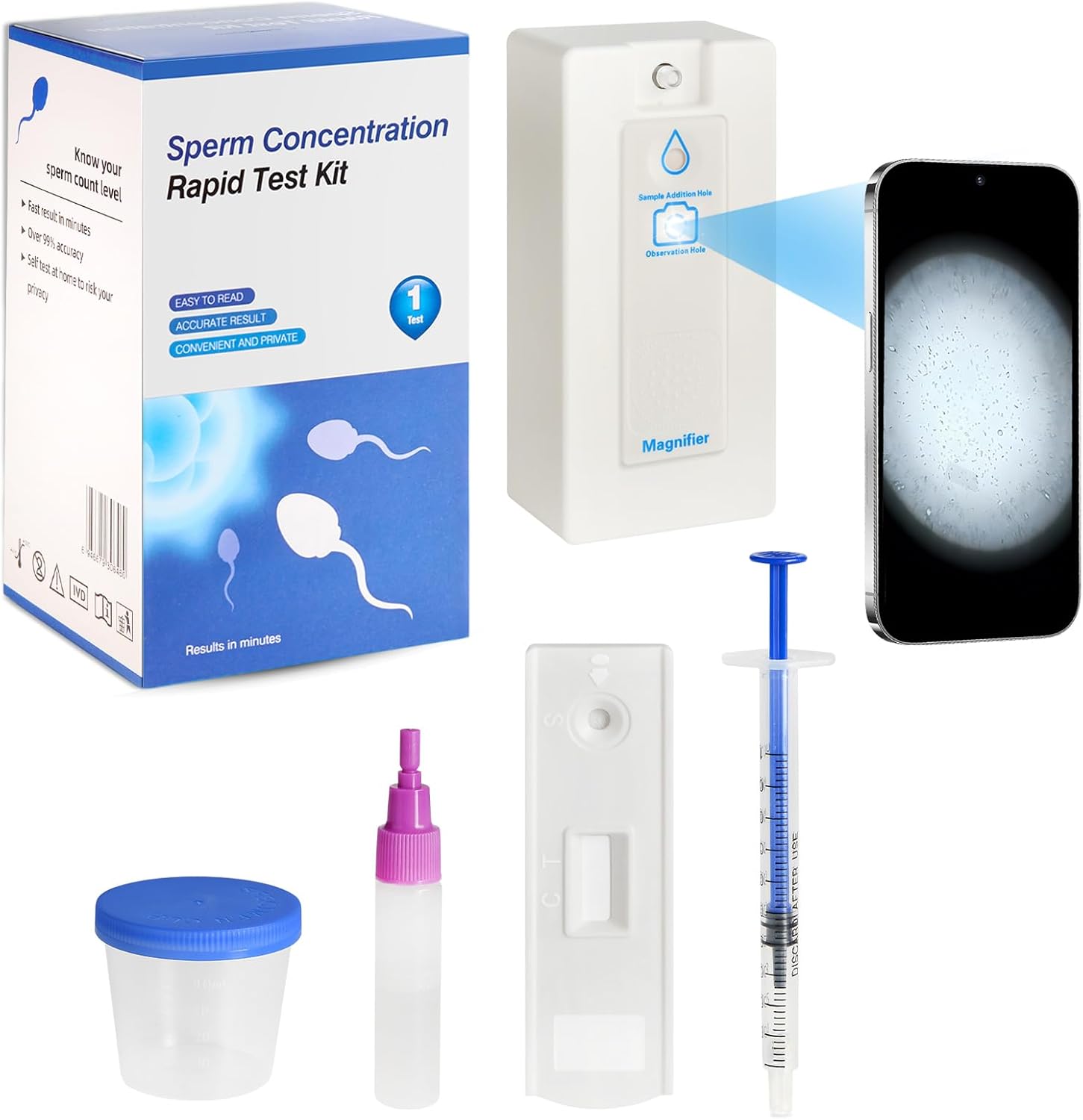 Sperm Microscope Semen Analysis Fertility Test Kit for Men, At-Home Wellness

