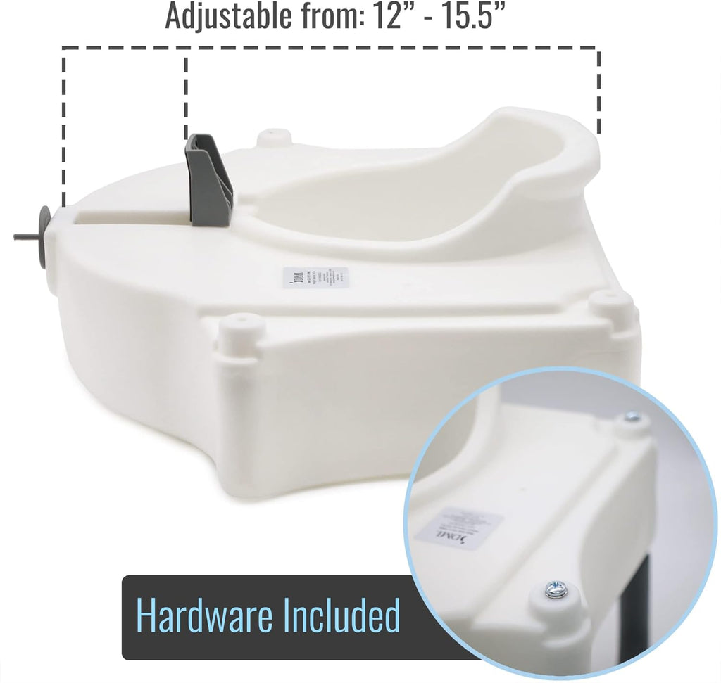 DMI Raised Locking Toilet Seat with Padded Armrests, 5-Inch Riser, 250 lb

