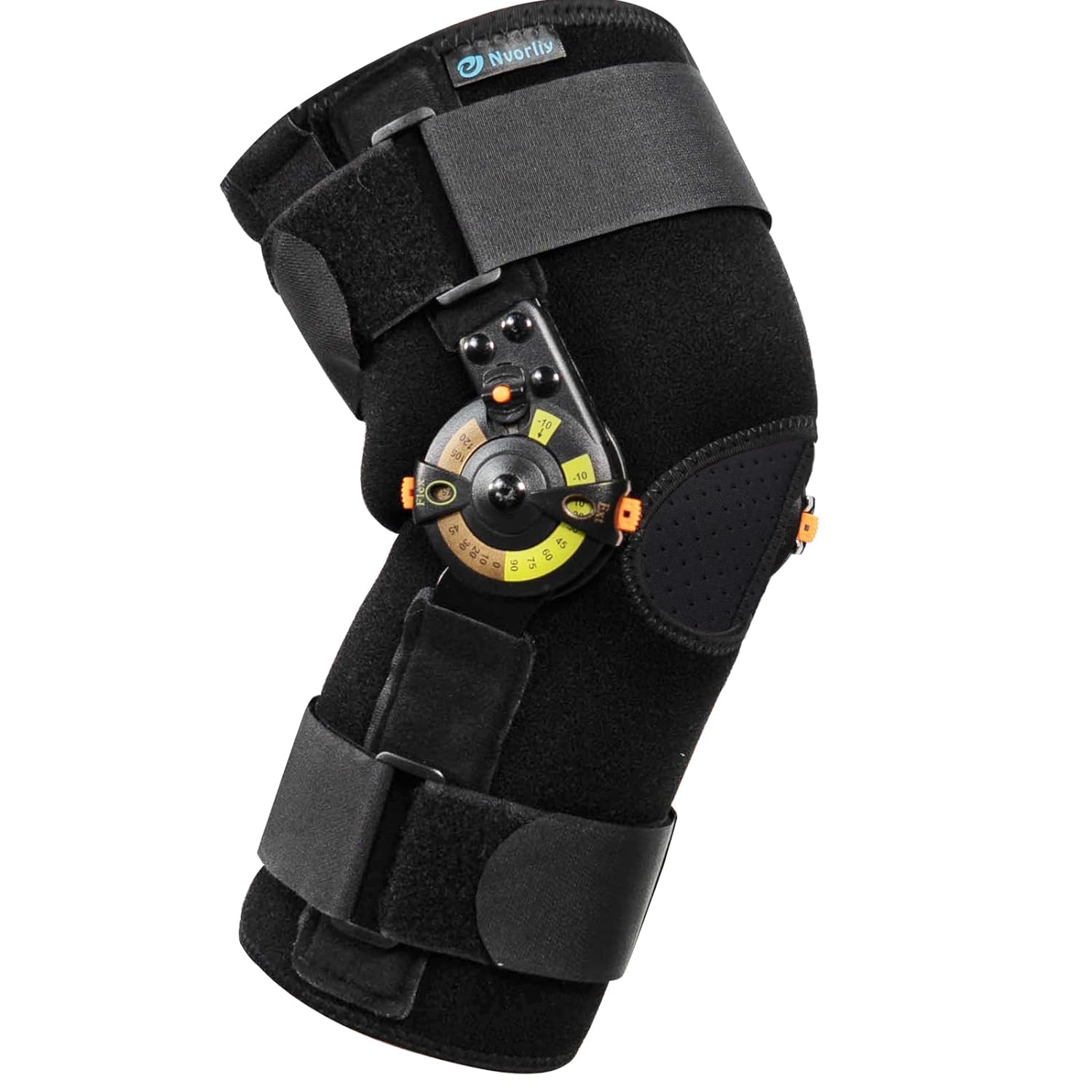 Nvorliy Hinged ROM Knee Brace with Side Stabilizers and Locking Dials

