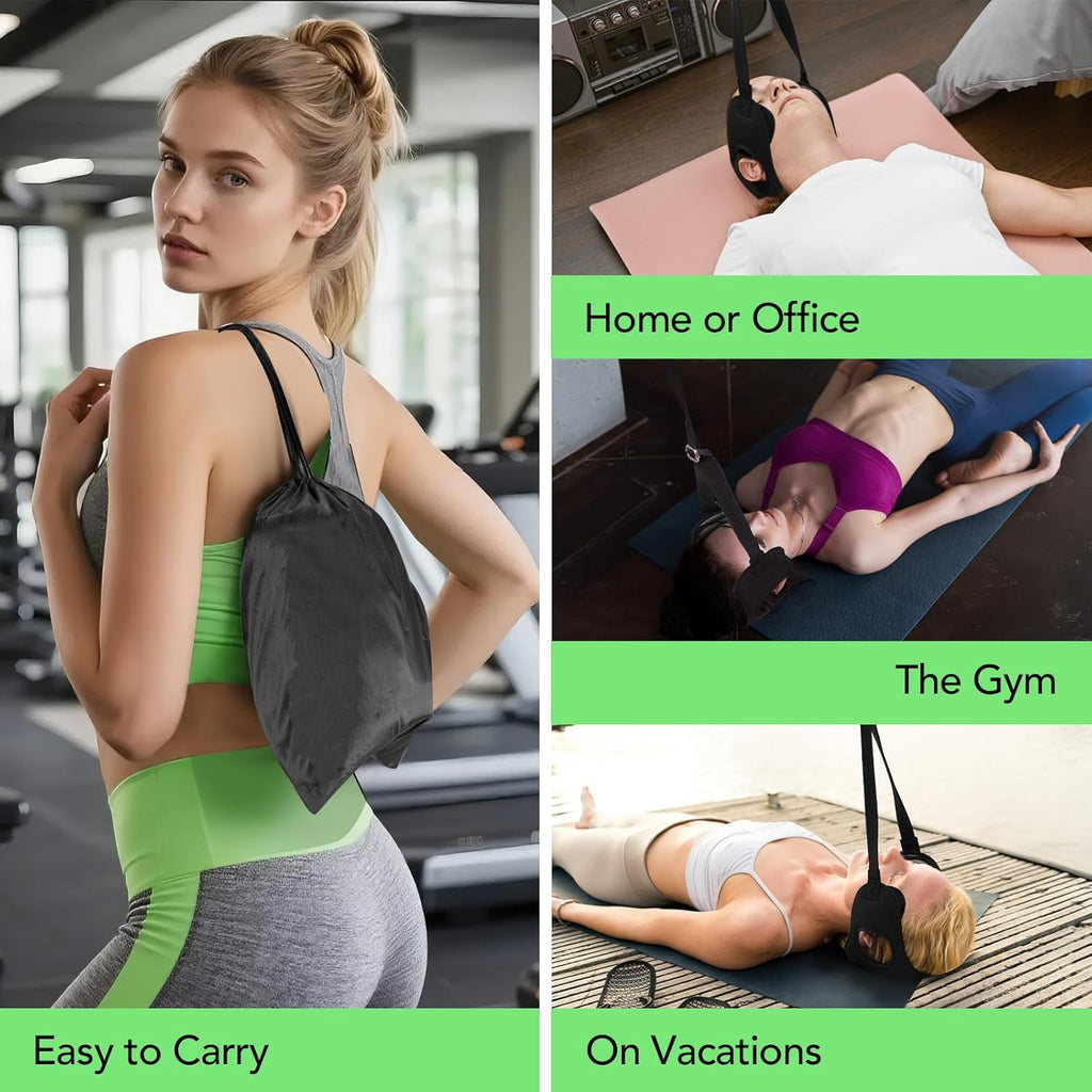 WEEOATAR Adjustable Neck Traction Stretcher Strap with Ear Holes, Release Buckle

