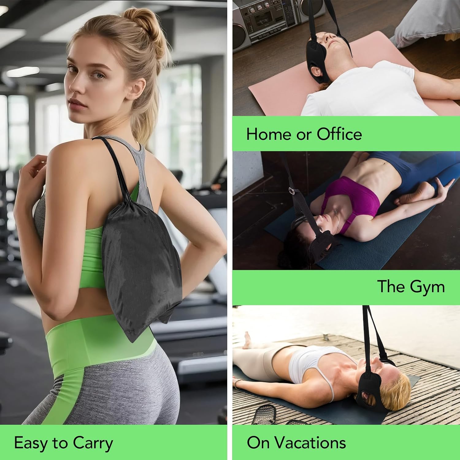 WEEOATAR Adjustable Neck Traction Stretcher Strap with Ear Holes, Release Buckle

