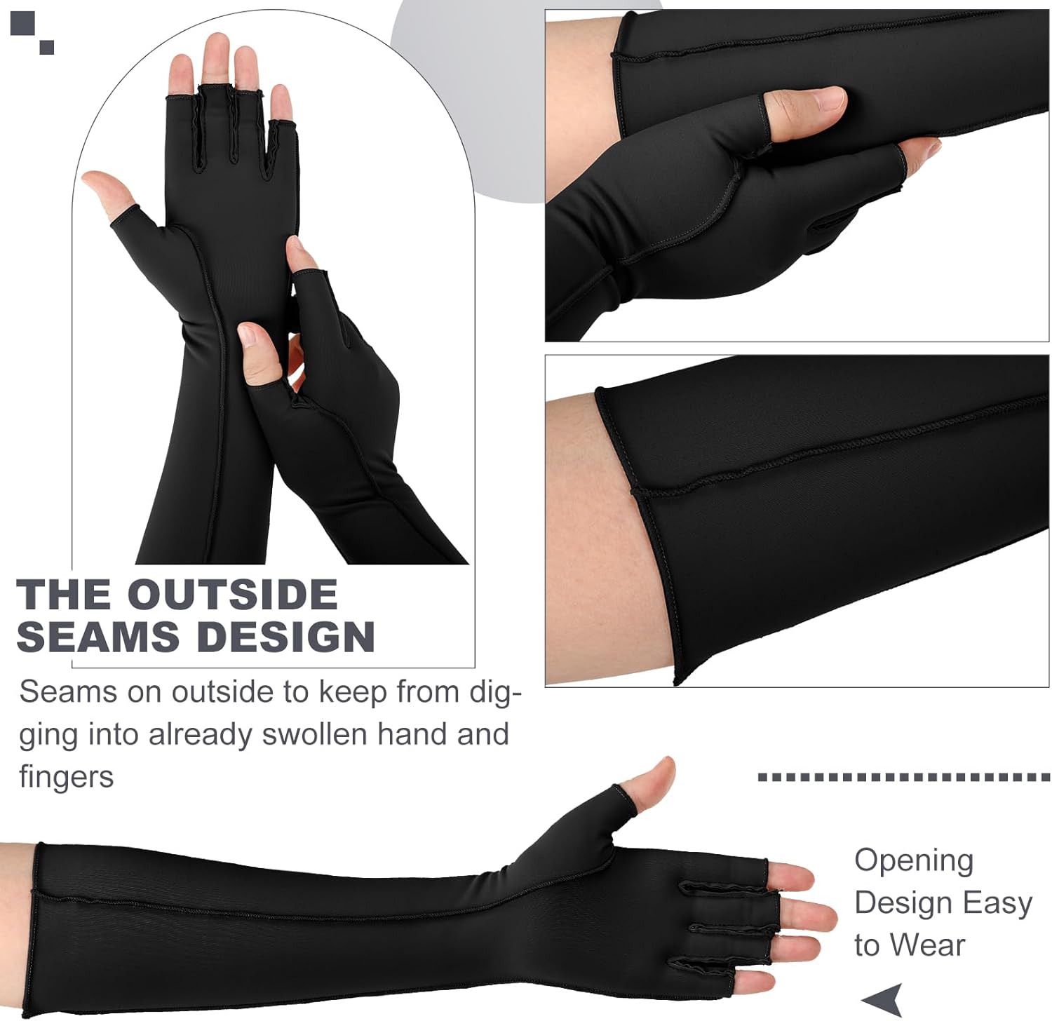 Janmercy 3 Pairs Arthritis Compression Gloves for Women and Men Carpal Tunnel Relief

