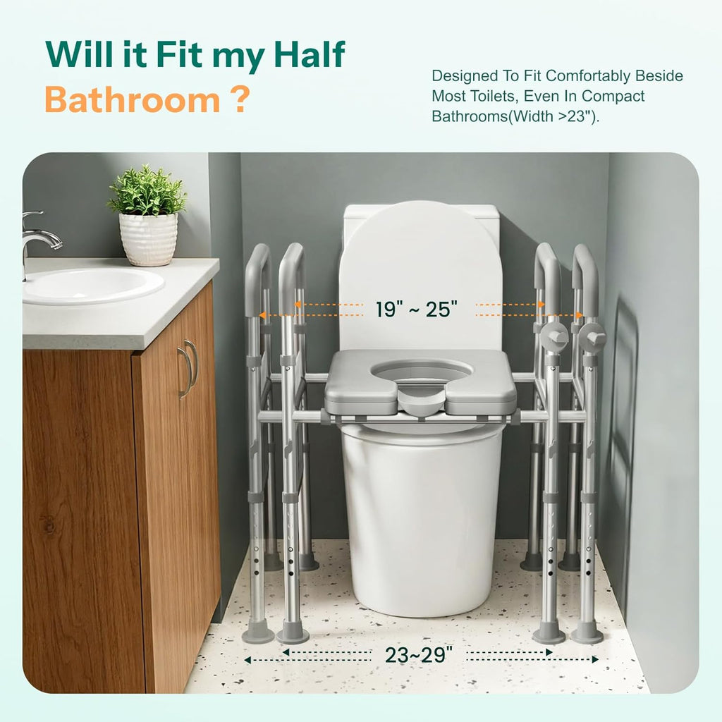 HOMEAL Raised Toilet Seat Riser with Handles, 450 lb Heavy-Duty Support

