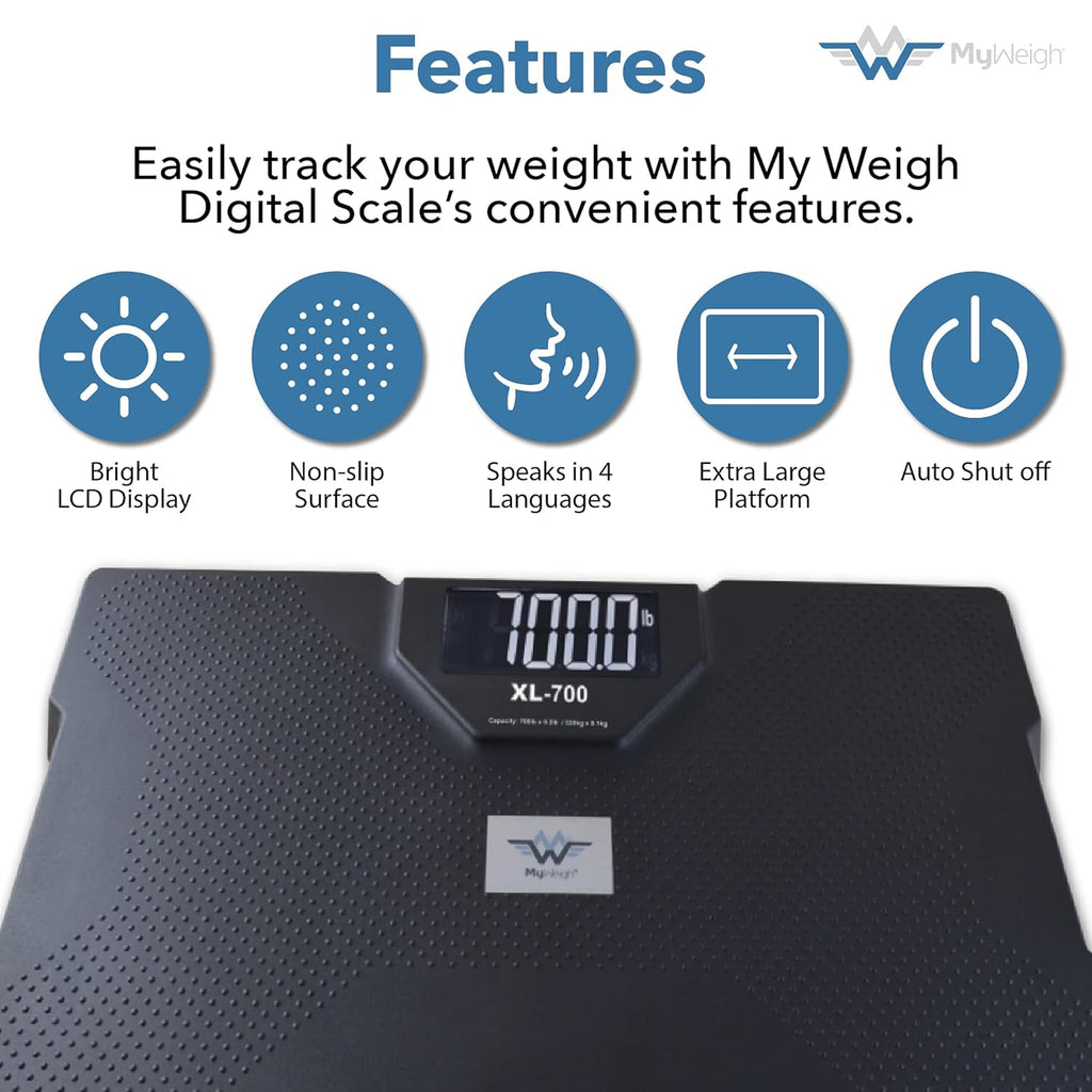 My Weigh XL-700 Talking Bathroom Scale, 700 lb (320 kg)

