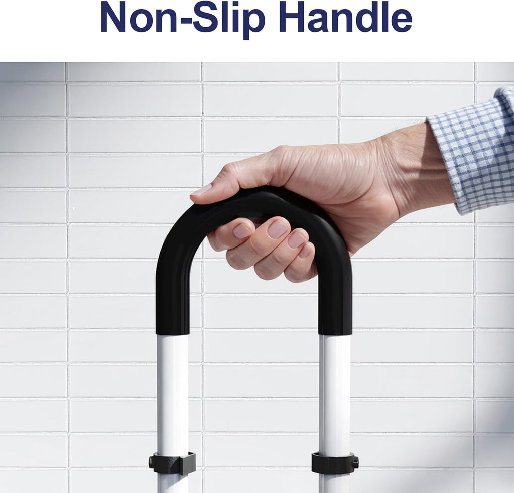 Adjustable Height Tub Grab Bar, Clamp-On Safety Rail with Non-Slip Handle, 300 lb

