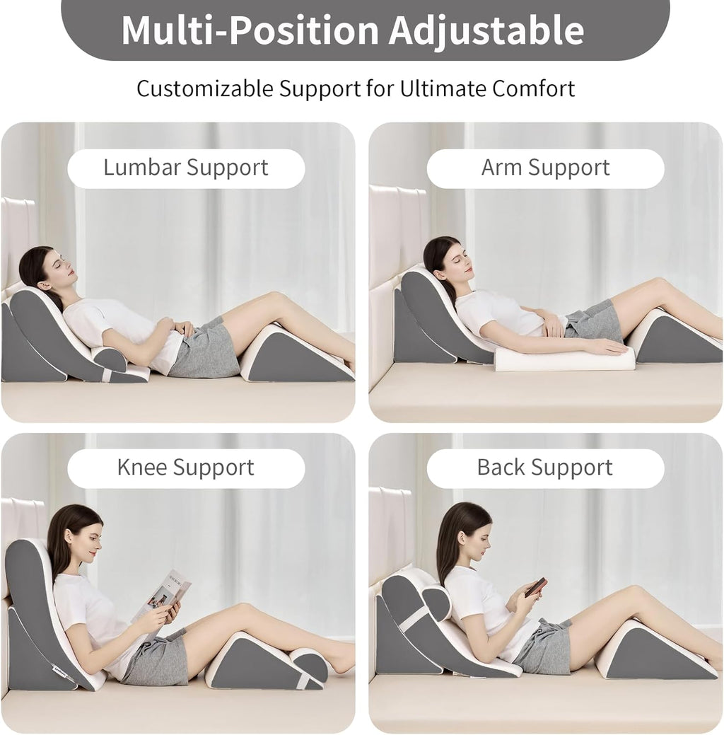 Orthopedic Bed Wedge Pillow Set, Adjustable Support for Back, GERD, Recovery


