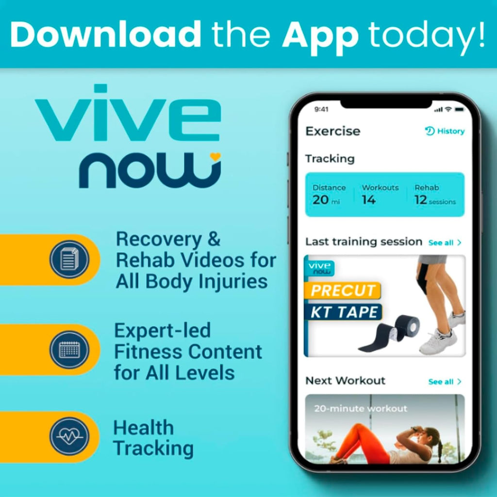 Vive Kinesiology Tape Roll, Precut Sports Strips for Muscle and Joint Support

