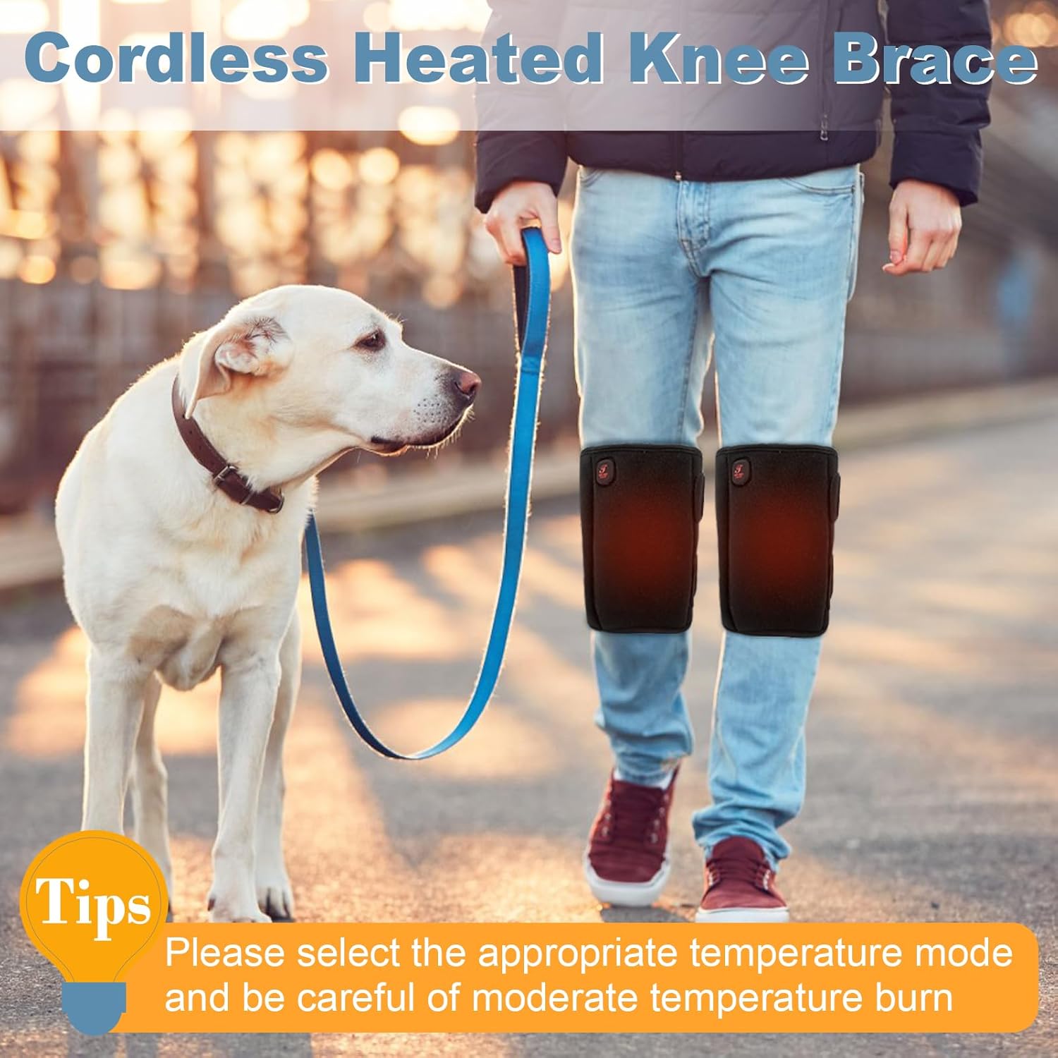 Heated Knee Brace Cordless Knee Heating Pad for Arthritis with 3 Temperature Modes


