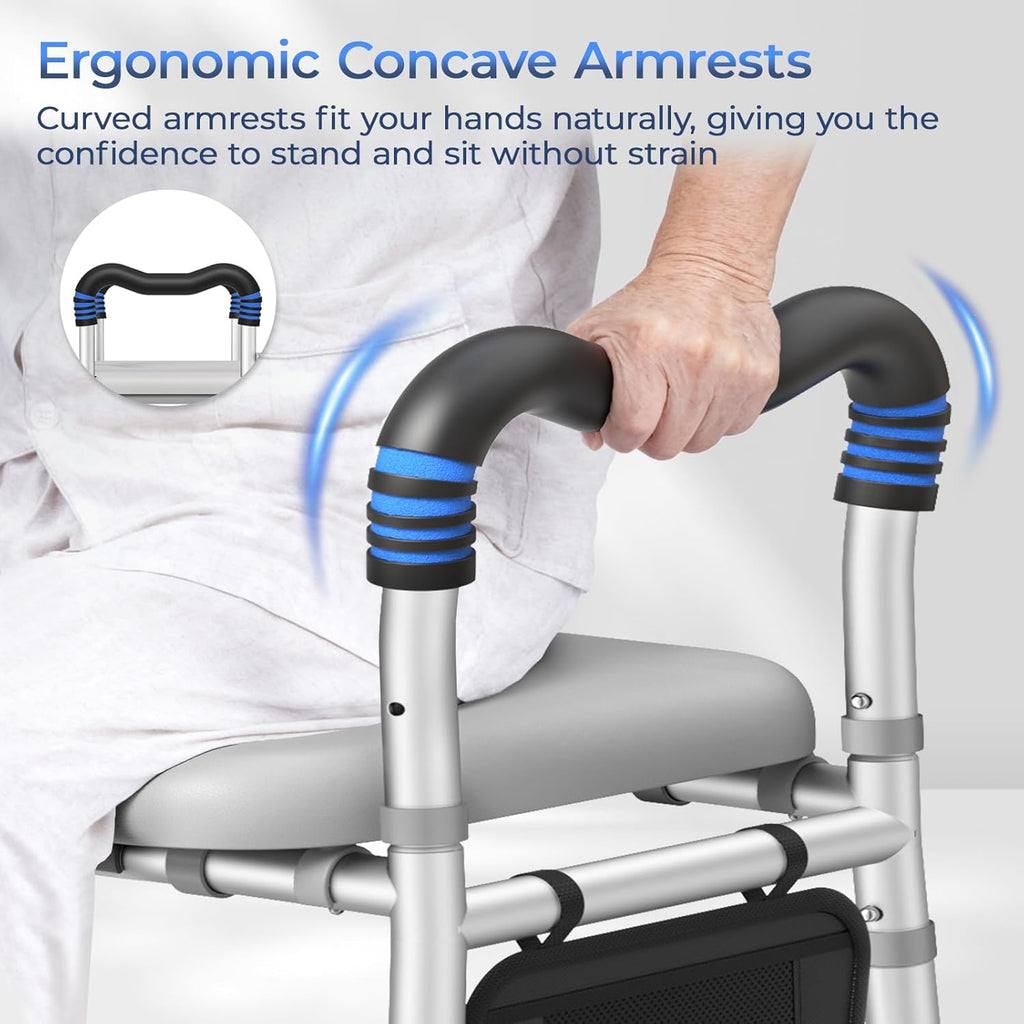 KingPavonini Raised Toilet Seat with Handles, Adjustable Height, Padded Cushion

