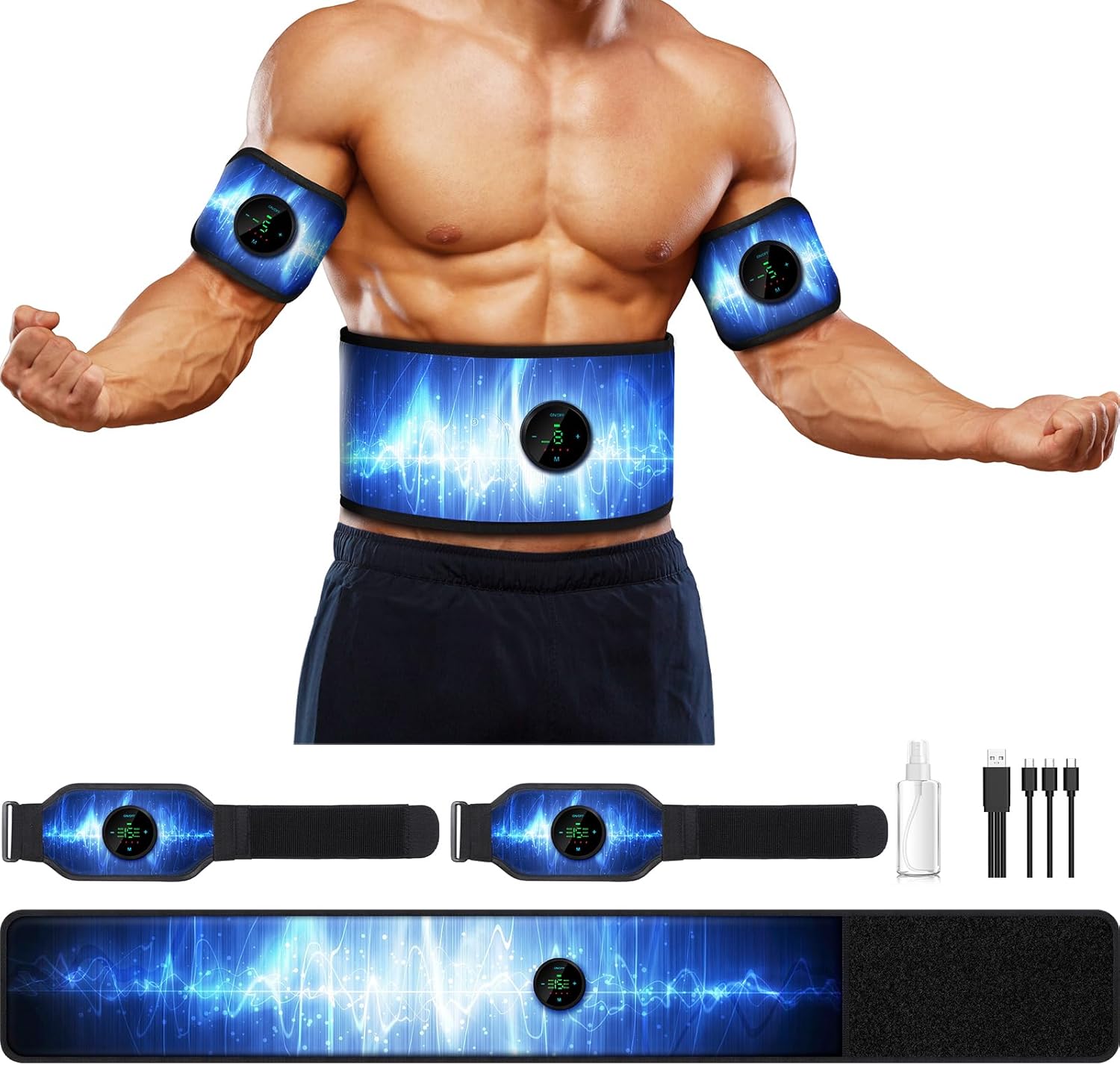 Smiofo EMS ABS Stimulator Belt, Muscle Toner Fitness Workout Equipment

