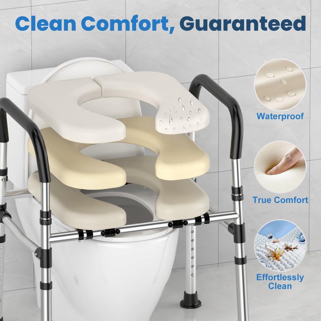 Raised Toilet Seat with Handles, Adjustable Height & Width, 400 lb Capacity

