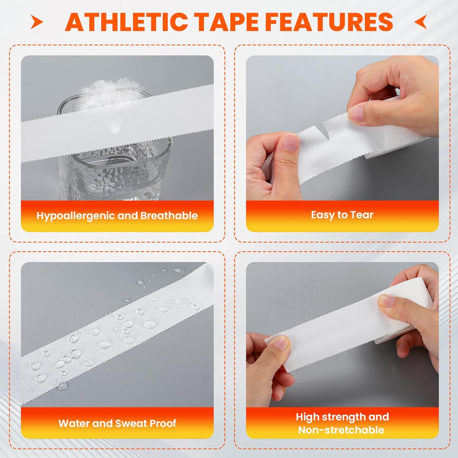 Athletic Sports Tape, White Cotton Non-Elastic Wrist and Ankle Support

