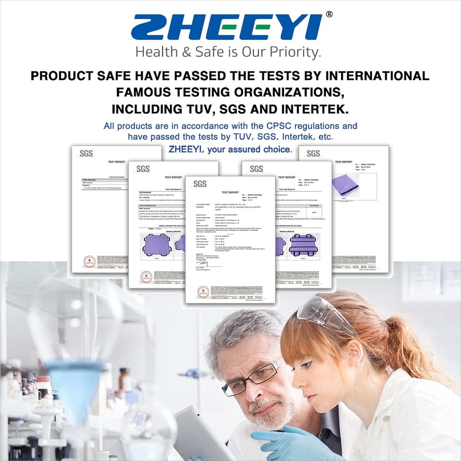 ZHEEYI Positioning Bed Pad with Reinforced Handles, Patient Transfer Sheet 43x36 in

