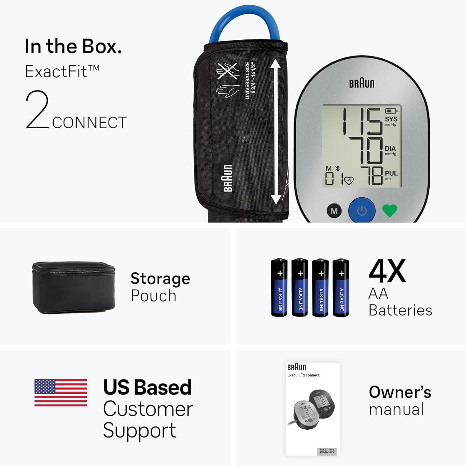 Braun ExactFit 2 Connect Upper Arm Blood Pressure Monitor, Healthy Heart App

