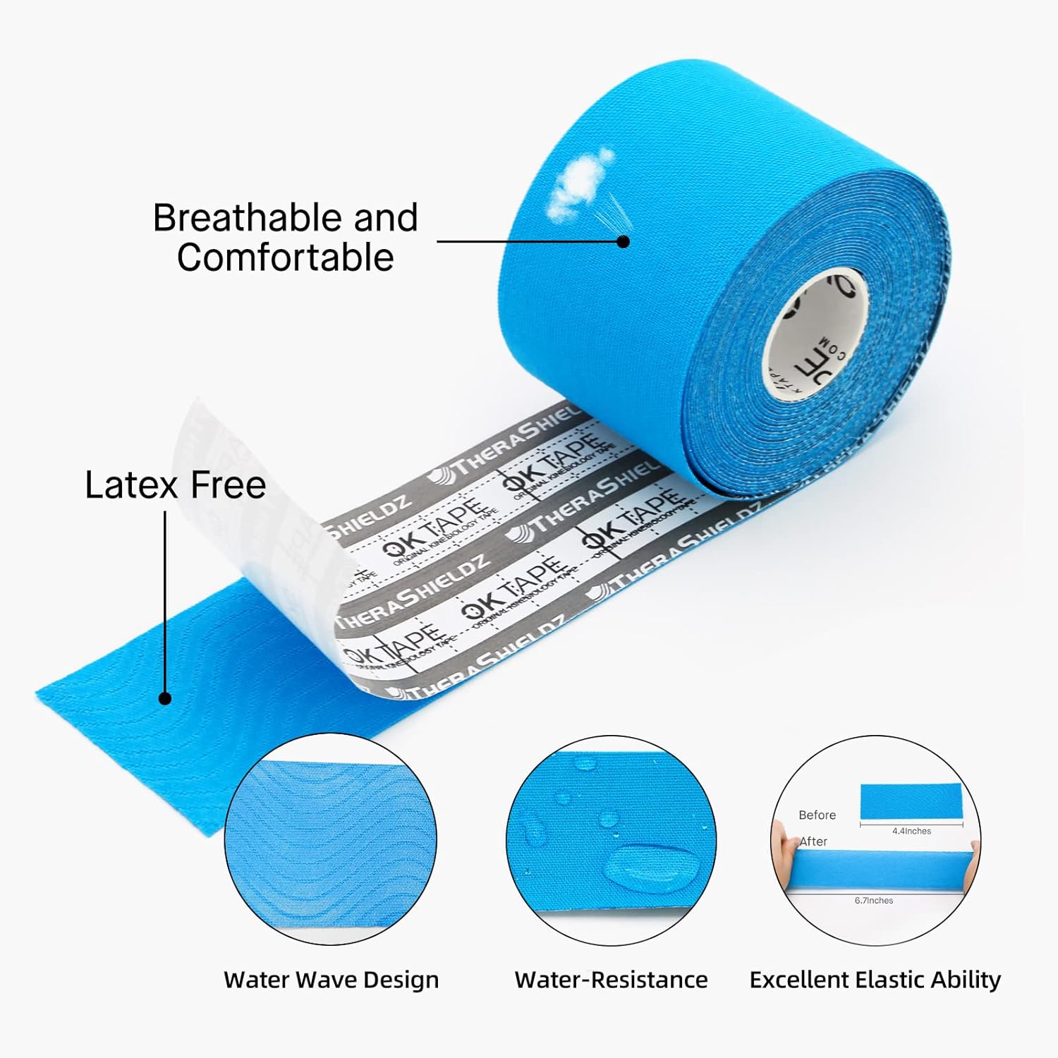 OK TAPE Regular Kinesiology Tape 2 in x 16.4 ft, Cotton Athletic Support Tape


