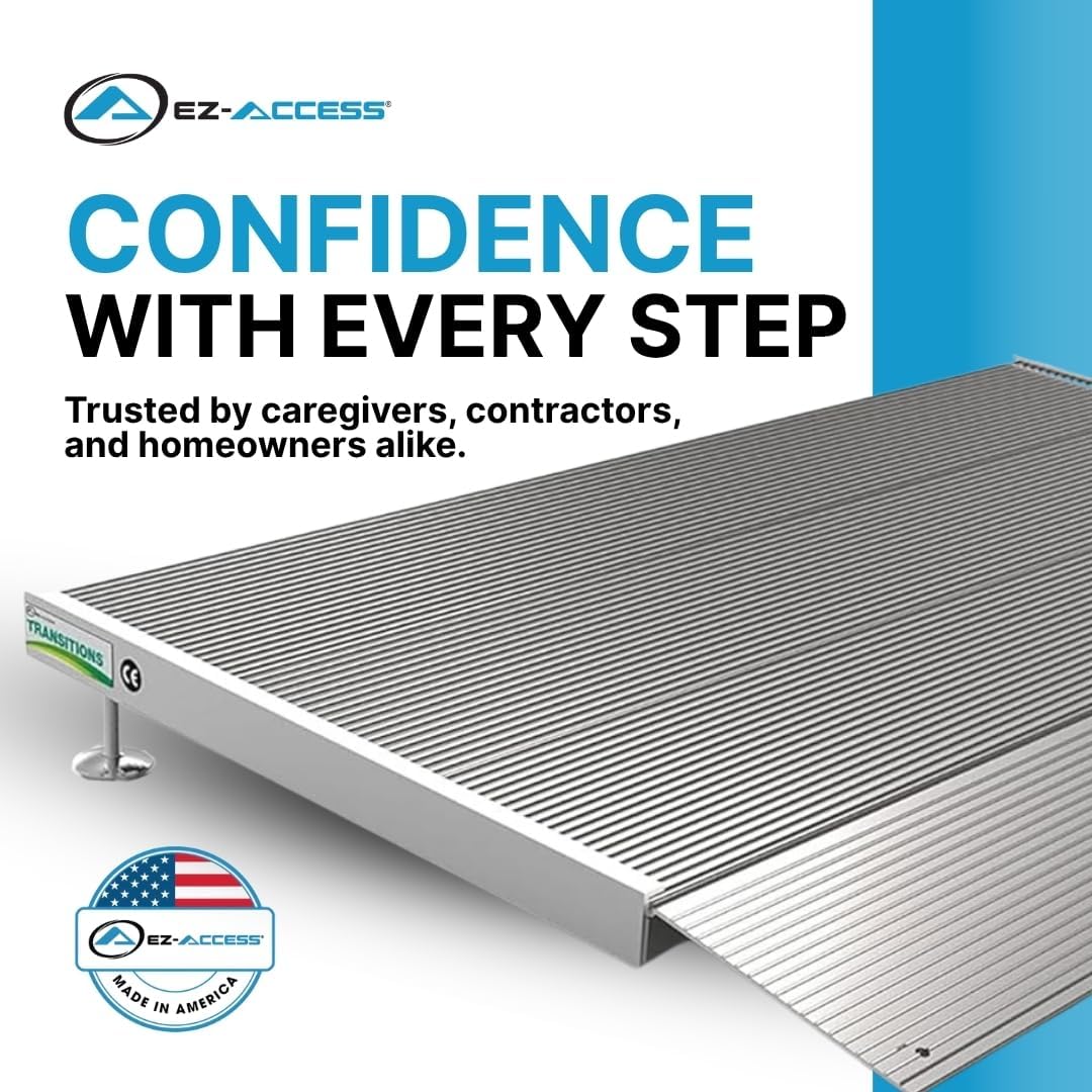 EZ-ACCESS Portable Threshold Ramp for Doorways and Home Steps, Self Supporting Aluminum

