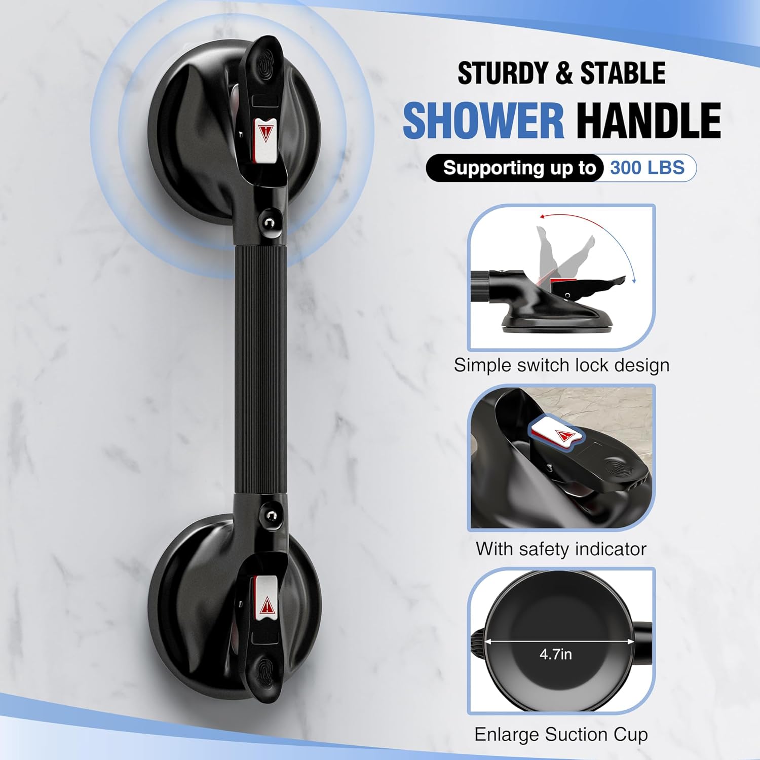 DAILYLIFE Grab Bars for Bathtubs and Showers, Suction Safety Shower Handles

