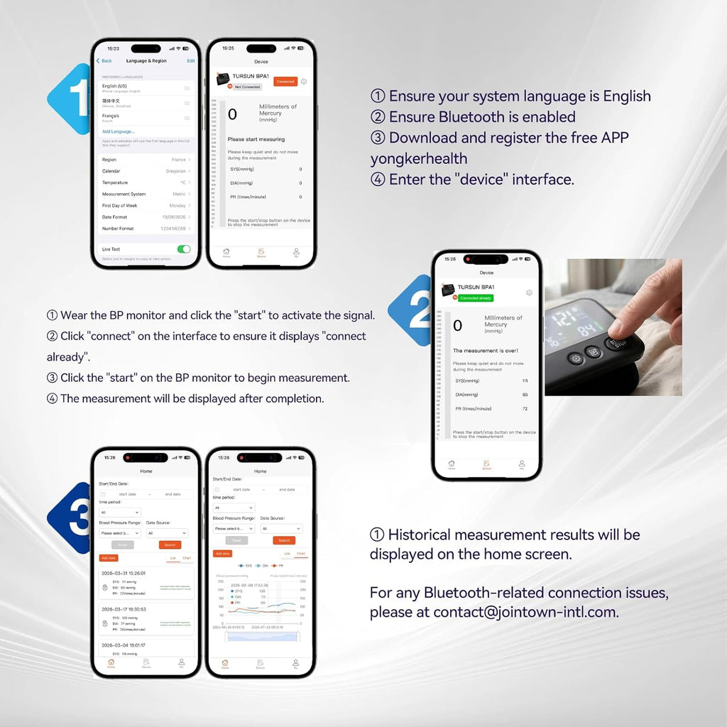 Upper Arm Bluetooth Blood Pressure Monitor, App-Enabled Digital BP Machine

