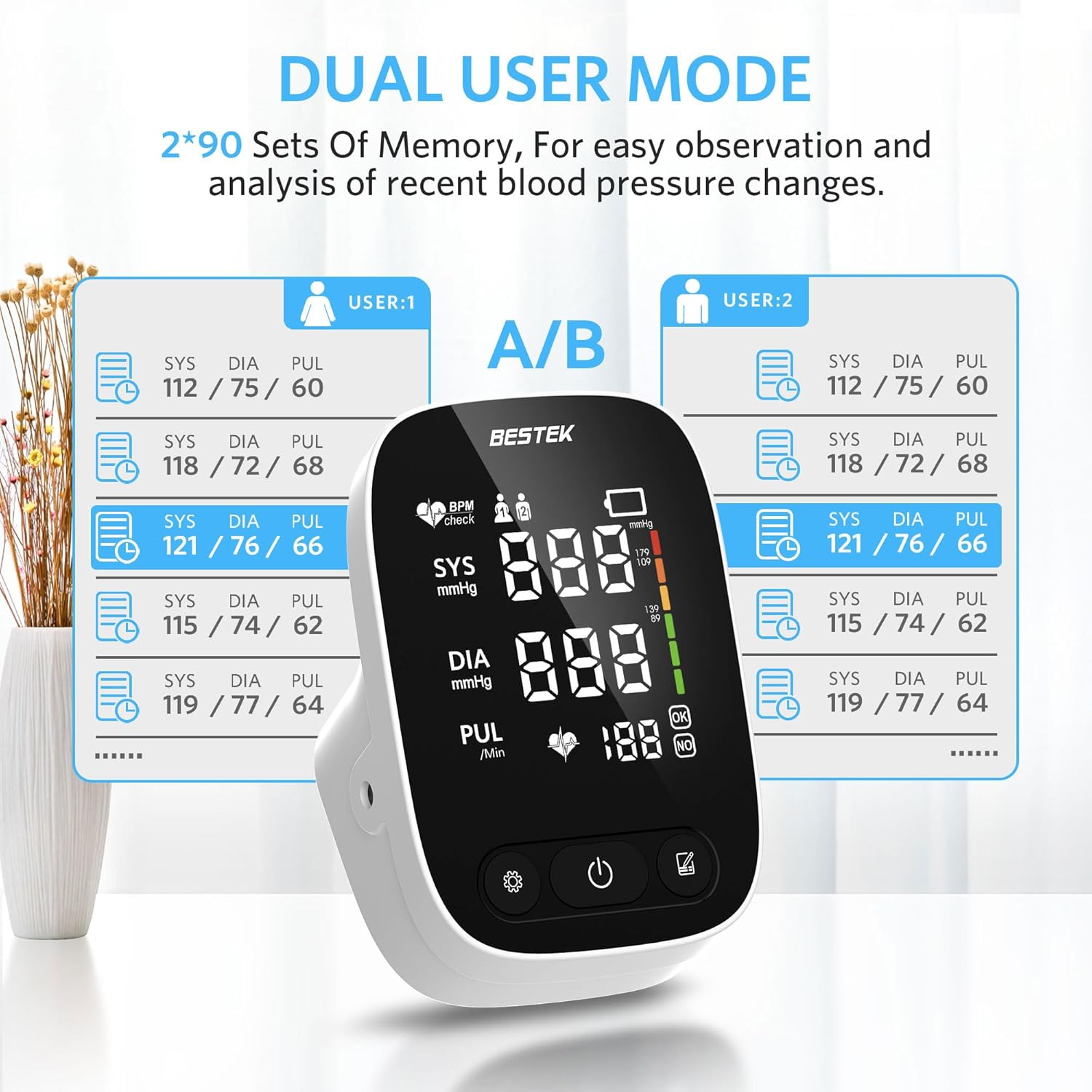 BESTEK Automatic Arm Blood Pressure Monitor, Digital LED Voice BP Cuff

