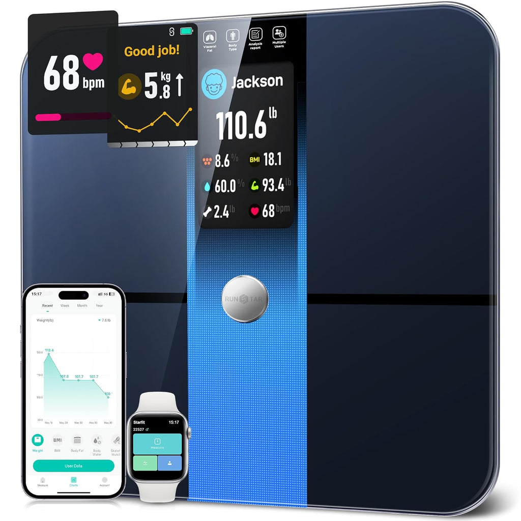 RunStar Smart Bathroom Scale Body Composition Analyzer with BMI and Body Fat

