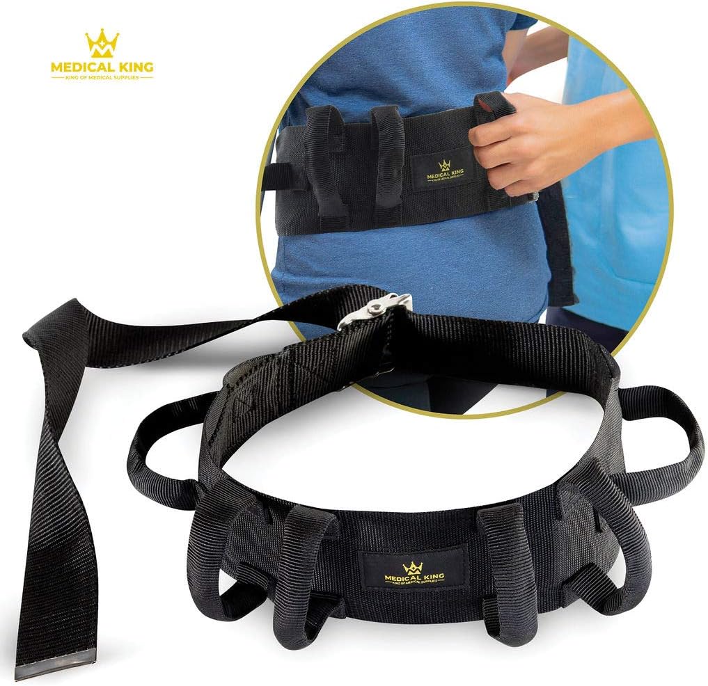Medical King Gait Belt Transfer Belt with 6 Handles, Quick Buckle, Up to 500 lb

