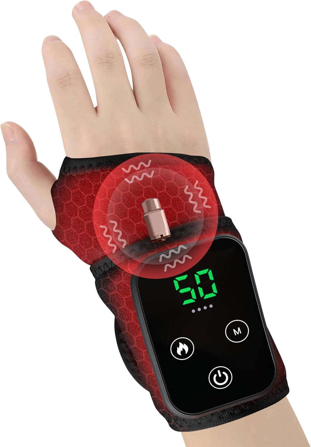 Cordless Wrist Heating Pad with Vibration, 5 Heat Levels, Rechargeable 3000mAh

