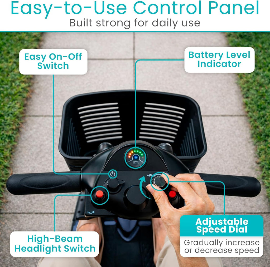 Vive 3-Wheel Electric Mobility Scooter for Adults, Folding Compact Travel Scooter

