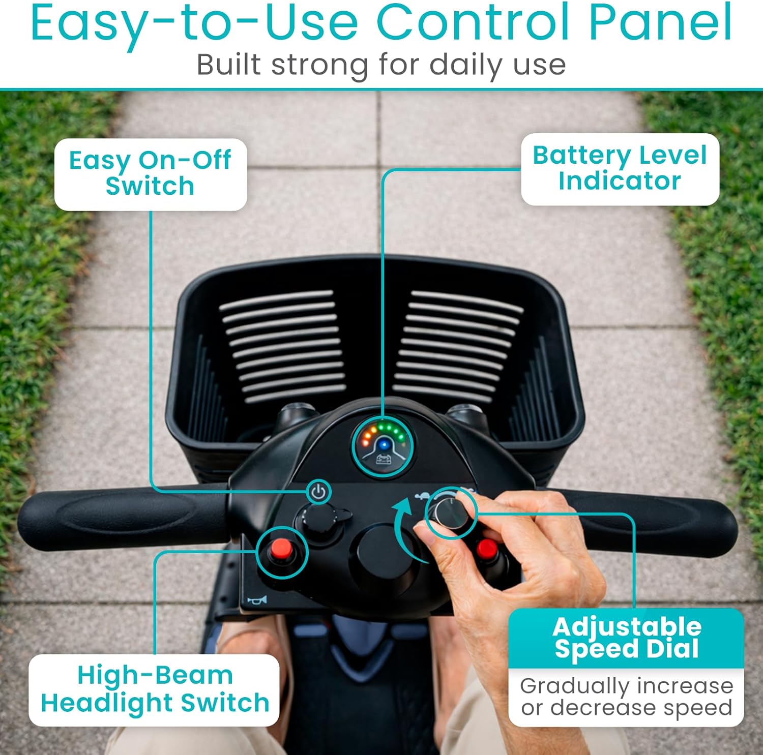 Vive 3-Wheel Electric Mobility Scooter for Adults, Folding Compact Travel Scooter

