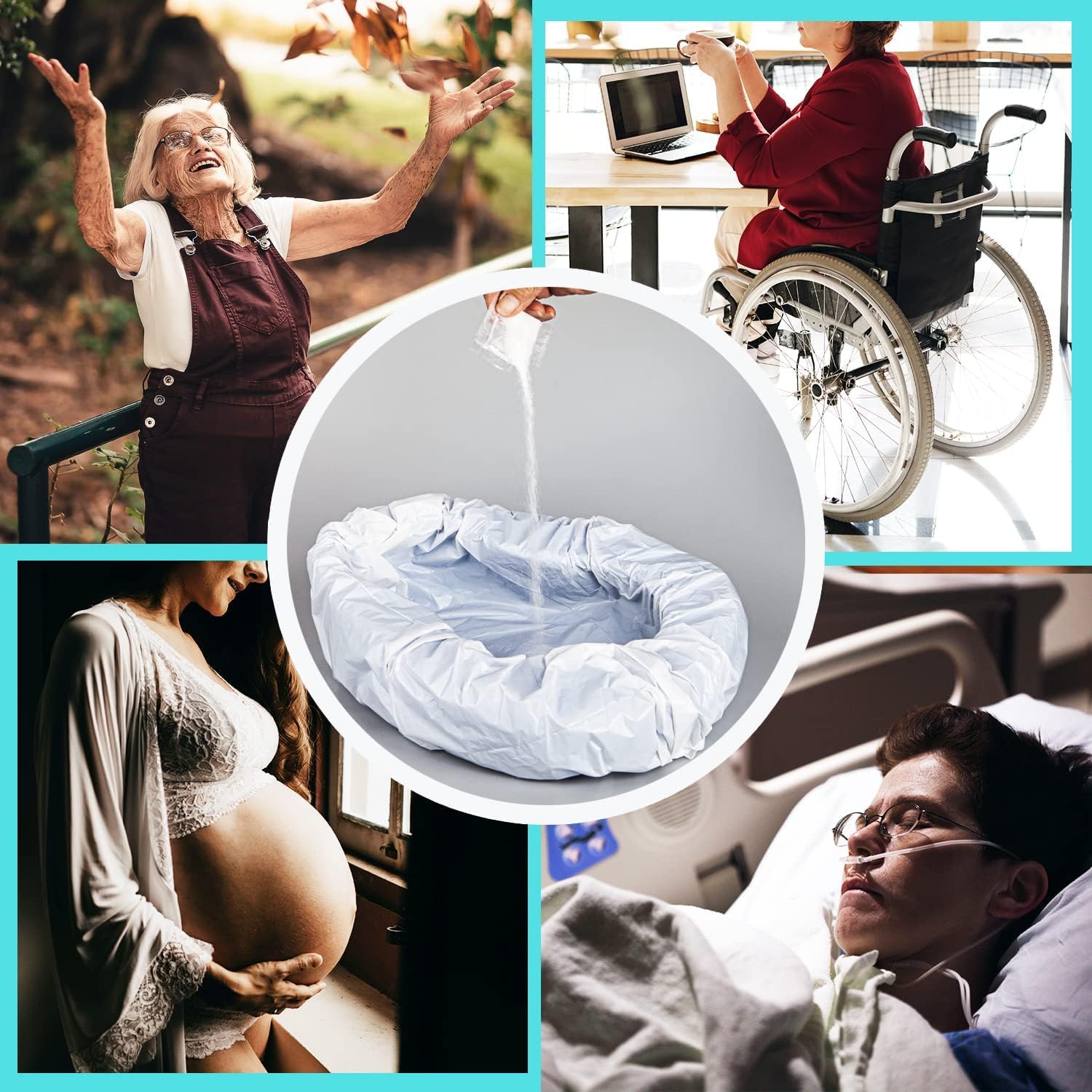 Bedpan Set with Absorbent Pads and Disposable Liners for Adults

