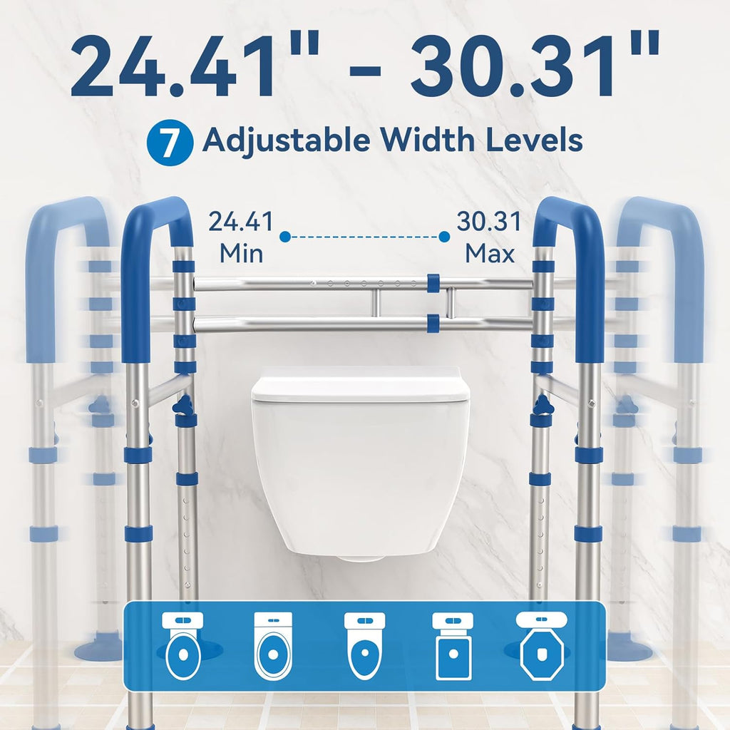 Loyoda Adjustable Foldable Toilet Safety Rails for Seniors, Elderly & Disabled

