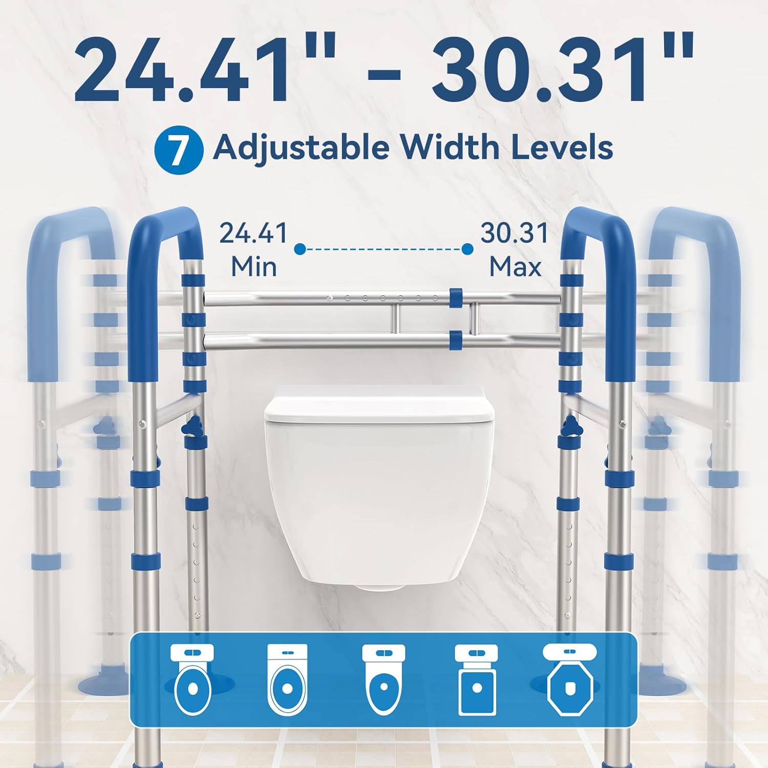 Loyoda Adjustable Foldable Toilet Safety Rails for Seniors, Elderly & Disabled

