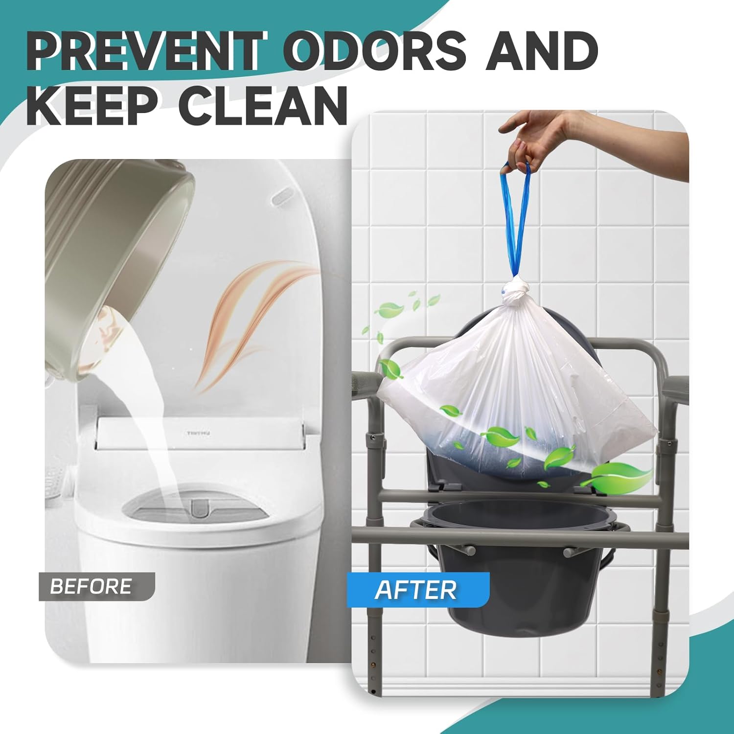 Commode Liners Disposable Absorbent Liners for Bedside Commode and Toilet Chair

