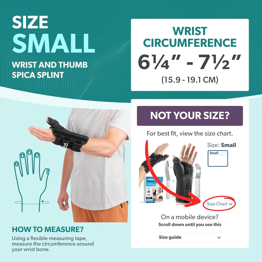 BraceAbility Thumb Spica Splint Wrist and Thumb Brace for De Quervain’s Tenosynovitis

