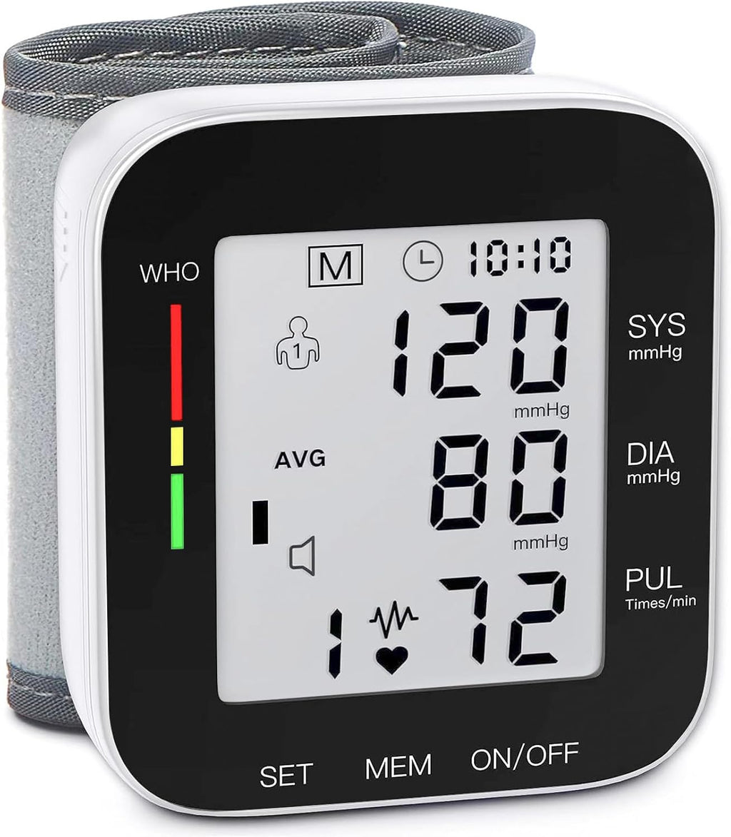 MMIZOO Wrist Blood Pressure Monitor Automatic Large LCD Display Adjustable Cuff

