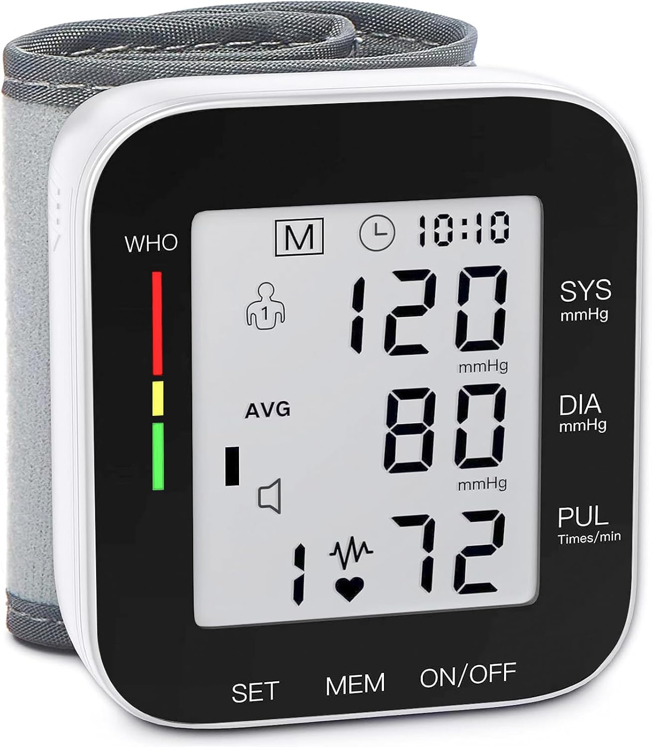 MMIZOO Wrist Blood Pressure Monitor Automatic Large LCD Display Adjustable Cuff


