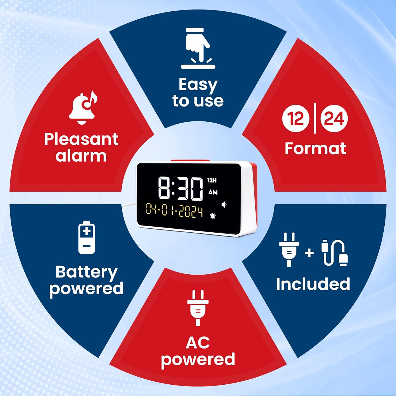 Top Life Extra Loud Talking Clock with Time and Date, Large Display for Seniors

