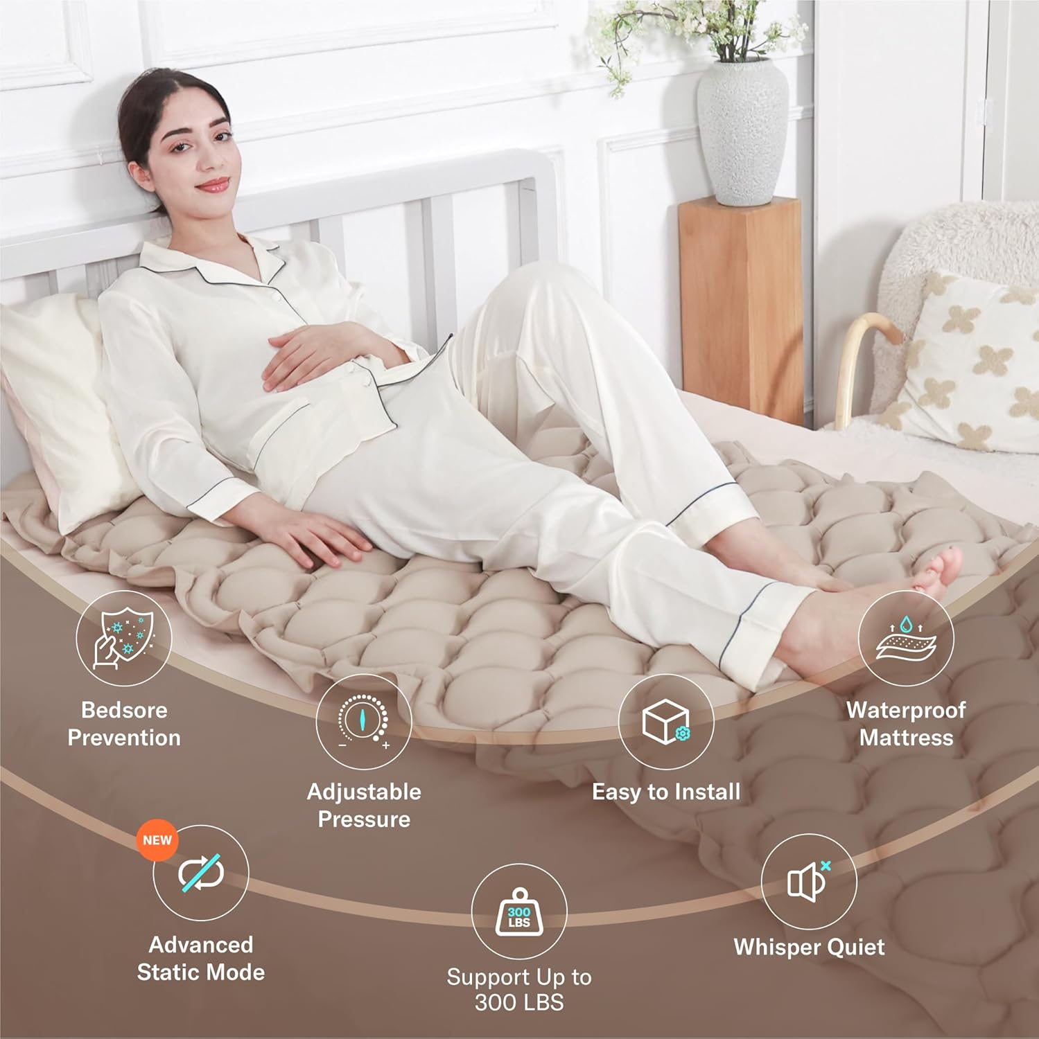 Alcedo Alternating Air Pressure Mattress Pad with Static Mode, Waterproof Medical

