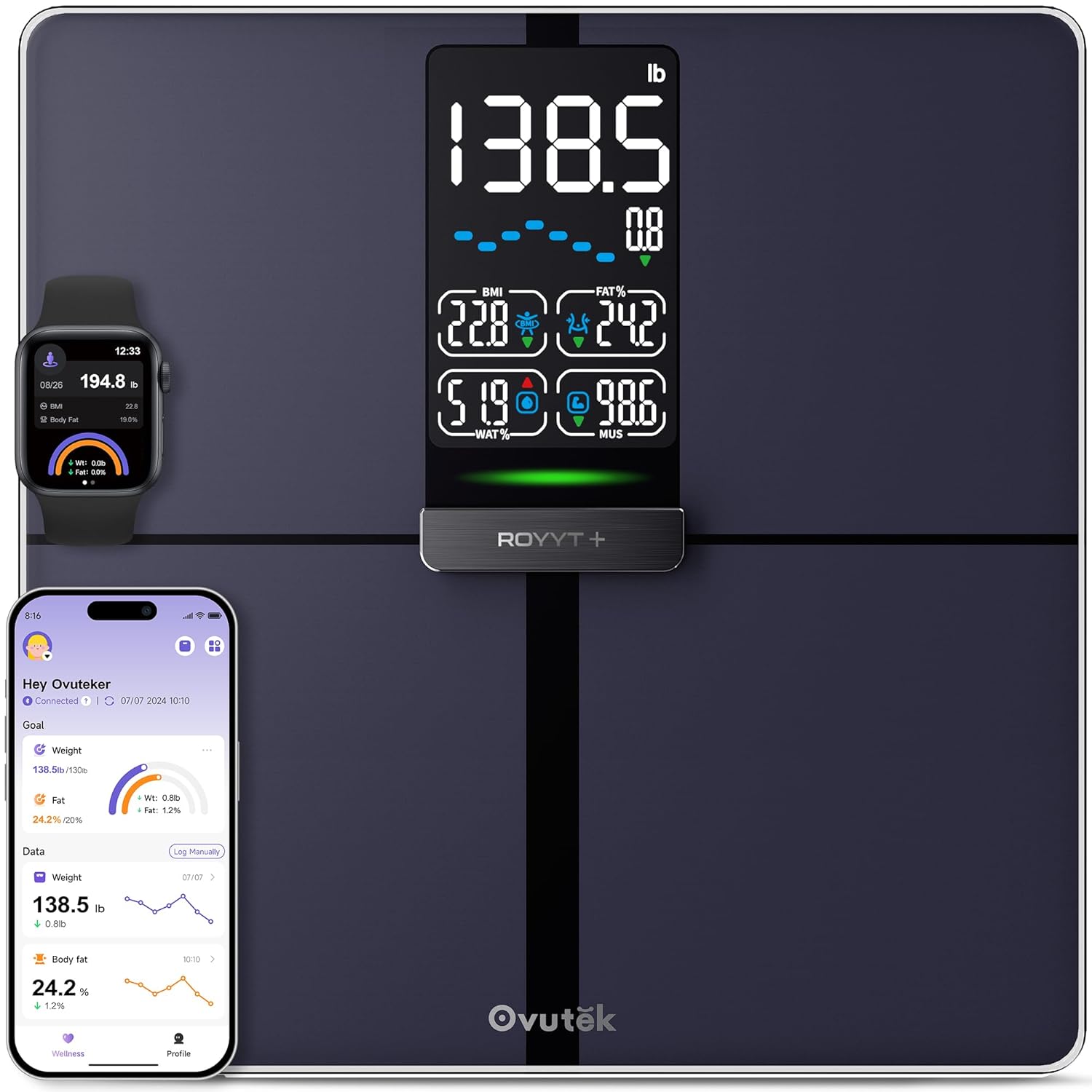 Ovutek Smart Body Composition Scale for Weight, BMI, Body Fat, Muscle Mass

