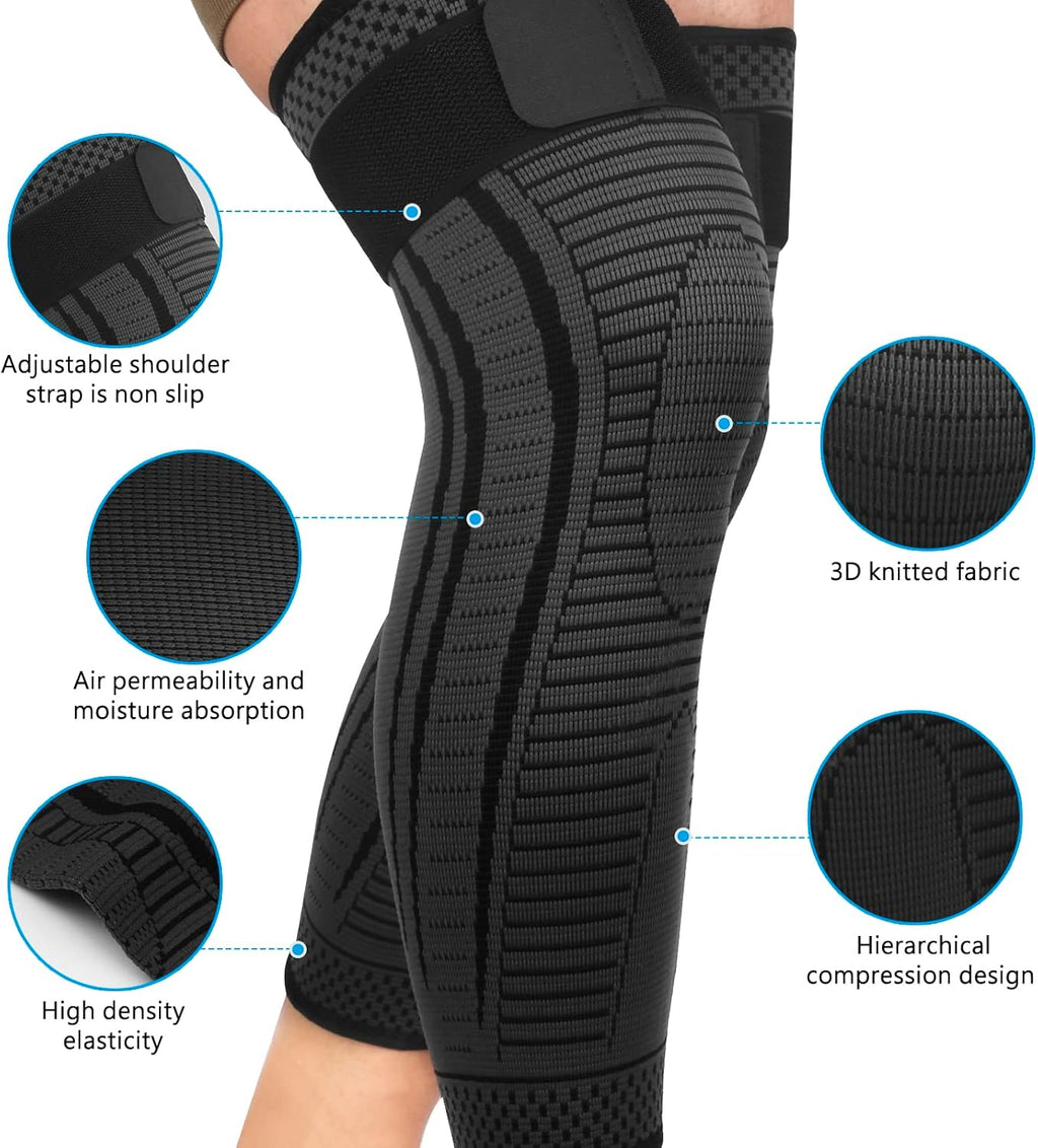 Full Leg Compression Sleeves 2 Pack Long Knee Support for Meniscus, Arthritis


